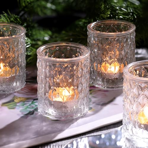 36 Pcs Clear Votive Candle Holders, Glass Candle Holders for Wedding Table Decorations, Tea Light Candle Holder, Candle Votives for Baby Shower Christmas Party Table Decor, Home Decor - color: Clear