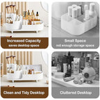 Rotating Vanity Organizer with Brush Holder, Large Spinning Makeup Skincare & Cosmetic Organizer, Countertop Perfume & Lotions Display Case (White) - color: Pure White