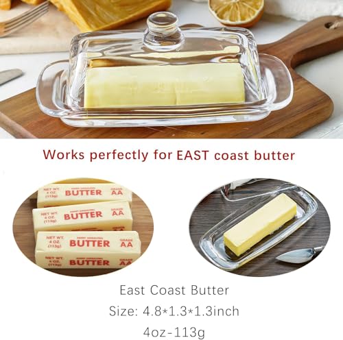 8'' Art Glass Butter Dish with Lid,Classic Covered 2-Piece Butter Container For Countertop,Multi-Purpose Preserving Serving Dessert Tray Bowl,Dishwasher Safe - size: 8 inches