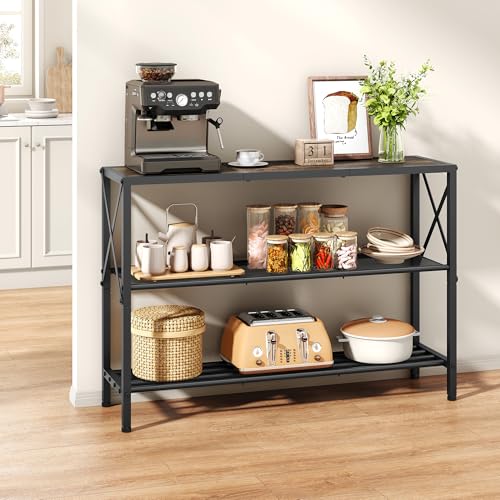 Hoctieon Industrial Console Table, 3 Tier Entryway Table, Hallway Table, Narrow Sofa Table with Shelves, Entrance Table for Entryway, Living Room, Foyer, Hallway, Office, Grey - color: Grey