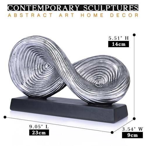 orenm Modern Infinity Loop Symbol Sculpture,Abstract Art Geometric Knot Home Decorations,Unique Shelf Decor Sculpture for Desk Paperweights,Entryway Table,Living, Coffee Table Decor (Silver) - color: Silver