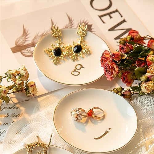 Ceramic Ring Holder for Jewelry, Jewelry Tray, Ring Dish, Aesthetic Room Decor, Engagement Gifts Bride Gifts Wedding Gifts for Women, White, 4.75"(G) - color: G