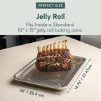 Ultra Cuisine Oven-Safe, Dishwasher-Safe 100% Stainless Steel Cooling & Baking Rack Set - Jelly Roll Sheet Pan Size - Heavy Duty - 10 x 14.7" - Set of 2 - Wire Cooling Racks for Baking & Cooking - size: 10.0" x 14.75" 2-Pack