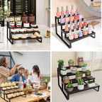 Wood Cologne Organizer for Men,12 Inch 4 Tier Cologne Stand Waterproof Perfume Organizer for Dresser with Anti-Slip Washers,Wooden Display Risers Stand for Party,Makeup,Figures,Cupcake,Perfume,Dessert