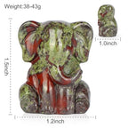 Crystal Elephant Figurine 1.5" Dragon Bloodstone Cute Animal Statue for Women Paperweight Hand Carved Reiki Healing Sit Elephant Decor for Home, Office