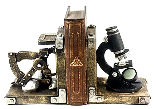 Bellaa 22731 Decorative Bookend Scientist Book Ends Support Bookshelves Science Gift Heavy Duty Non Skid Gold Home Decor 6 Inches