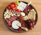 Acacia Wood Round Serving Tray, 13.8" Charcuterie Board with Rim, Decorative Centerpiece for Ottoman, Coffee Table, Couch, Kitchen Island, Round Serving Platter, 1 Pack