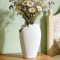 Abstract Irregular Ceramic Vase, White Irregular Pottery Vase, Handmade Decorative Minimalist Flower Vases for Modern Home, Tabletop, Shelf & Office - size: 21" x 10" x 35"