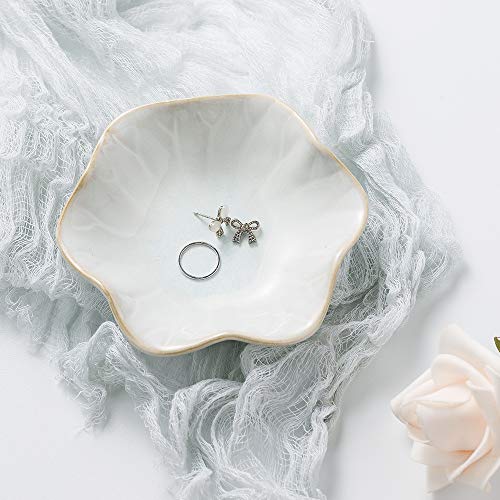 Ring Dish Tray, Jewelry Dish Holder, Key Bowl, Trinket Tray, Earring Holder, Decoration Plate for Women - color: Cream White