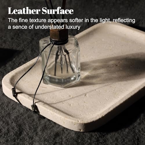 Koville Marble Vanity Tray, 12"x8" Marble Catchall Tray for Countertop Bathroom Kitchen Dresser, Rectangular Decorative Stone Tray for Jewelry Cosmetics Perfume Trinket(Brown) - color: Myra Beige
