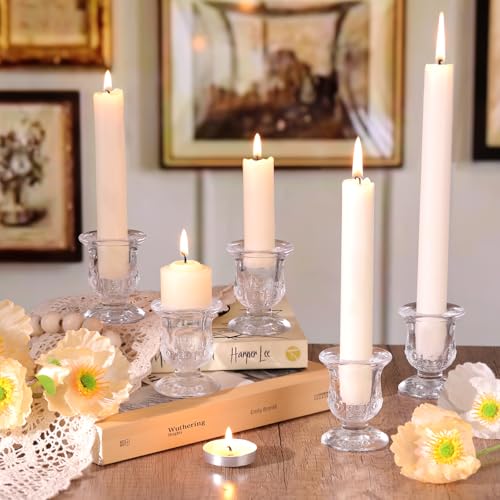 10pcs Clear Candlestick Holders, Glass Taper Candle Holders for Table Centerpiece Decor, Wedding, Birthday, Gift - color: Clear