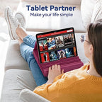 KDD Tablet Pillow Holder, Foldable iPad Stand for Lap, Bed and Desk -Tablet Soft Pad Dock with Pocket & Stylus Mount Compatible with iPad Pro 12.9, 10.5, 9.7 Air Mini 6 5 4 3, Galaxy Tab, E-Reader - color: Purple