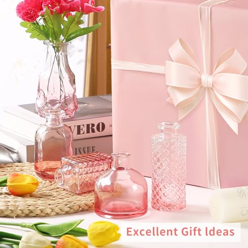 Glass Bud Vases in Bulk Set of 30 Pcs,Small Glass Vases for Flowers as Wedding Centerpieces for Tables,Clear Flower Vases Suitble for Wedding Decorations,Home Decor (Light Rose-red, 30 pcs) - color: Light Rose-red, size: 30 pcs