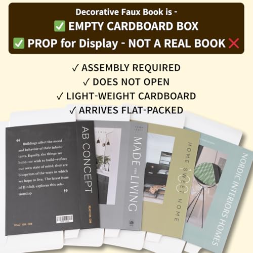 PROBENEX Olive Large | 4 PCS Faux Decorative Books for Home Decor | Not Real Books (Cardboard Boxes) | Coffee Table, Shelf Styling & Modern Aesthetic Accent Pieces for Living Room, Office - color: Olive_large