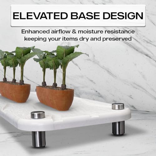 2-Piece Water Absorbing Stone Tray Set – Fast-Dry Diatomite Soap Trays for Bathroom & Kitchen Sink, Silver Finish - color: Silver