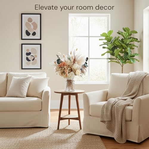 Luxury Floral Arrangement with Vase - Pampas Grass & Artificial Flowers for Kitchen Island, High End Centerpiece Decor, Coffee Table & Dining Table, Farmhouse Boho Home Decor with Dried Flowers - size: high end bouquet in vase