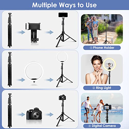 UBeesize 8'' LED Ring Light with 62'' Tripod Stand, Selfie Ring Light for Video Recording, Live Streaming, TikTok & YouTube, Compatible with iPhone & Android (Black) - color: Black, size: 8-in