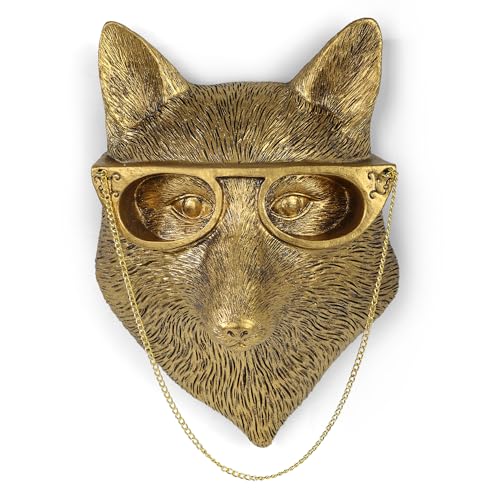 UITWMKTG Gold Animal Head Wall Decor Wall Sculpture Home Decor Statue for Living Room Office Bedroom Modern Decor for Men Women Fox - color: Fox