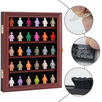 VERANI Minifigures Miniature Display Case Collectibles Display Box Wall Mount Figure Display Curio Cabinet with Lockable Anti Dust Door for Small Objects Lockable Removable Shelves - Small Mahogany - size: Small Mahogany