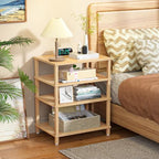 LELELINKY 4-Tier AV Media Player Stand, Natural Stereo Cabinet, Modern Audio Shelf, Wooden TV Stand,Game Console Shelf, Multifunctional Entertainment Center, Suitable for Home, Conference Room - color: Natural, size: 4 Tier
