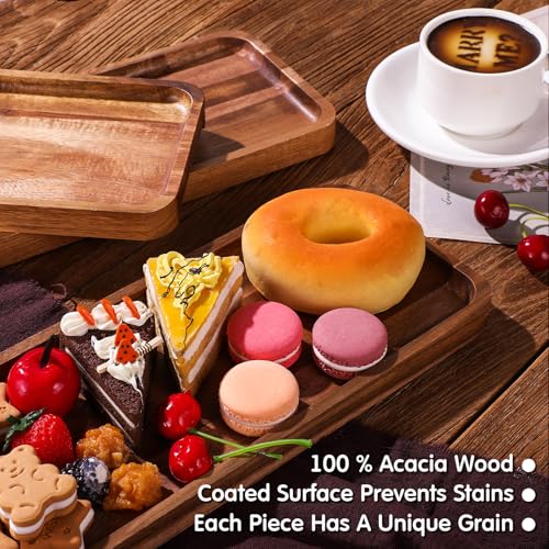 Roowest 5 Pack Solid Acacia Wood Serving Trays for Laser Engraving Rectangular Wooden Board for Food Appetizer Serving Tray Plates for Vegetables Fruit Cheese Housewarming Gifts(14 x 5.5 Inch) - size: 14 x 5.5 Inch