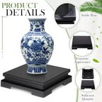 Chunful 2 Pcs Square Wooden Display Stand 6.7 x 6.7 x 2 Inch Wood Vase Display Base Black Pedestal Stand Square Vase Riser for Vases Teapot Trophy Collectibles Aquarium Lamp Home Decoration - size: 6.7 x 6.7 x 2 Inch