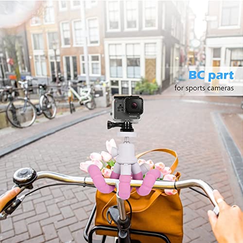 Ubeesize Portable Tripod Stand with Wireless Remote & Clip, Flexible Phone Holder for Video Recording (Pink) - color: Pink, style: Standard
