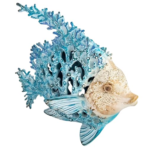 Ocean Decor Coral Reef Angelfish Sculpture Beach Home Decor Coastal Tabletop Collection 11 in x 10 in (Sky Blue) - color: Sky Blue, size: 11" x 10"