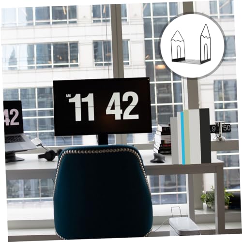 Black White Minimalist Metal Desktop Bookend, Iron Book Holder for Students and Office, Decorative Book Organizer for Home and Study Desk