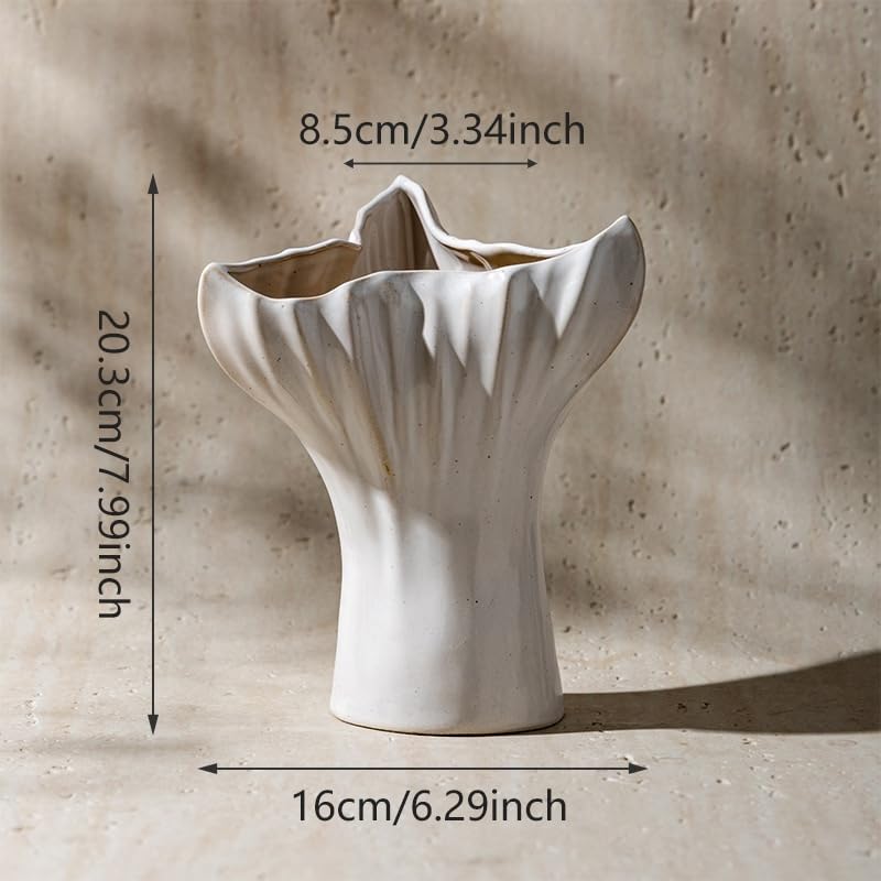 Geometric Ceramic Vase, Abstract Art Home Decor - Modern American Style Entryway Vase for Living Room, Office & Floral Arrangements