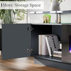 AMERLIFE Fireplace TV Stand with 40" Fireplace, 80" Modern Fireplace Entertainment Center LED Lights, 2 Tier TV Console Cabinet for TVs Up to 90", Grey - color: Grey, size: 80"