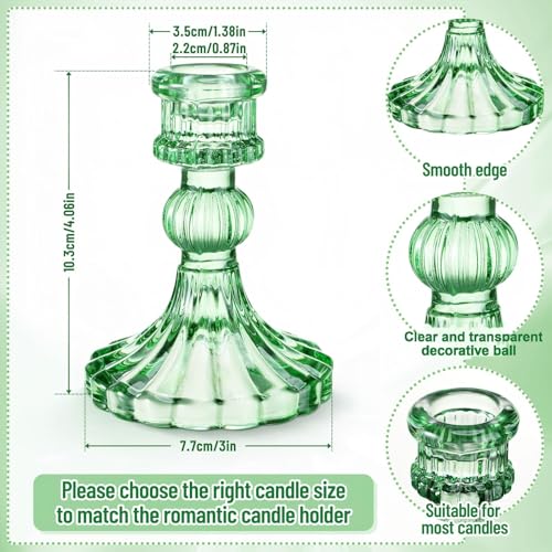 Maxcheck Set of 6 Candlestick Holders Taper Glass Candle Holder Decorative Candle Stand for Wedding Party Table Centerpiece Anniversary Festival Home Decor(Green) - color: Green