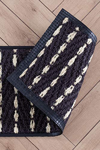 Anji Mountain AMB0BT2F-008 Black Rubber Boot/Shoe Tray with Coir, Fits 2 Pair (24.5" Wide), Gray & Ivory Insert - color: Gray and Ivory Insert, size: 24" x 14" x 1.5"