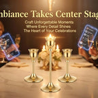 3 Pcs Bell-Shape Gold Candlestick Holders - 7" & 4.7" Tall Taper Candle Holders for Elegant Table Centerpiece and Home Decor