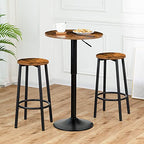 HOOBRO Bar Table, Height-Adjustable Round Pub Table 27-35.4 Inches with Sturdy Base, Modern Style, Easy to Assemble, Suitable for Small Space, Rustic and Black BF58BT01G1 - color: Rustic Brown