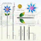 14'' Wind Spinners Outdoor, Flower Metal Garden Wind Spinners Outdoor, Kinetic Wind Sculptures & Spinners for Yard Garden Lawn Decor (Blue) - size: 14'' Blue