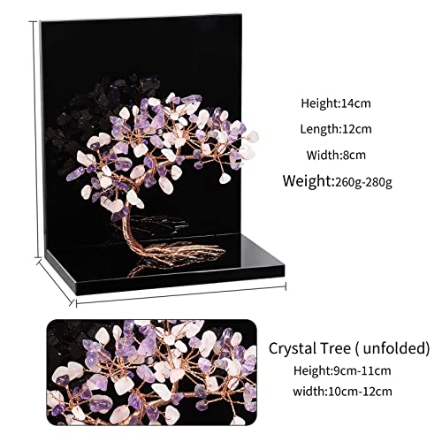 rockcloud Set of 2 Amethyst and Rose Quartz Crystal Tree Acrylic Decorative Bookends, L-Shaped Heavy Duty Book Ends to Hold Books for Home Office Shelves, Purple&Pink - color: Purple&pink