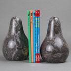 Creative Home Pear-Shaped Solid Marble Bookends – Heavy-Duty Book Ends for Shelves, Home Décor, Office and Classical Interiors, Modern Charcoal Marble Living Room Décor, Set of 2 - style: Pear Shaped