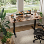 Furmax Electric Height Adjustable Standing Desk Large 63 x 24 Inches Sit Stand up Desk Home Office Computer Desk Memory Preset with T-Shaped Metal Bracket, Brown - color: Brown, size: 63 Inch