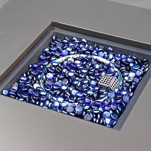 Mr. Fireglass 10 Pound Fire Glass Beads, 1/2" Reflective Round Fire Glass Drops for Propane & Natural Gas Fire Pits, Smokeless Fireplace Glass Rock for Outdoor Patio & Landscape, Royal Cobalt Blue - color: Cobalt Blue, size: 1/2 inch, 10 Pounds