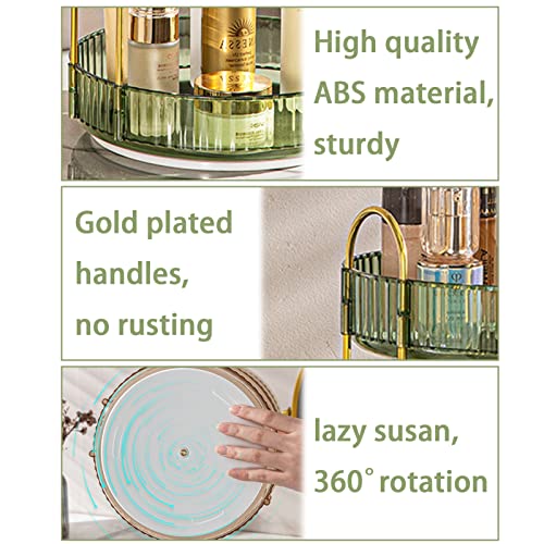 shuang qing Rotating Makeup Organizer for Vanity, High-Capacity Skincare Clear Make Up Storage Perfume Organizers Cosmetic Dresser Organizer Countertop 360 Spinning (Green, 3 Tier) - color: Green, size: Regular-3 Tier