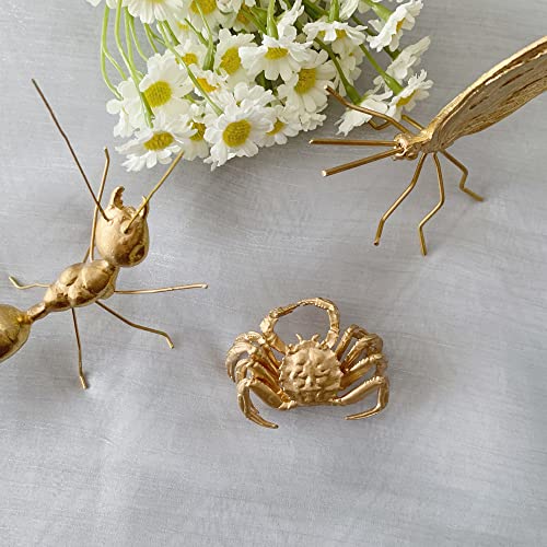 Gold Crab Sculpture Solid Metal Ornament Mini Crab Figurine for Home Office Garden Desktop Decor (Crab) - style: Crab
