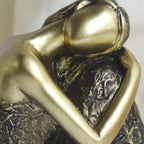 Pigort Rustic Gold Thinker Statue Abstract Sculpture - Collectible Woman Figurine Art Home Office Bookshelf Decorative Objects Desktop Decor for Women, 4.6 x 3.7 x 2.6 inches