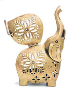 eTroves Metal Tealight Holder, Handmade Decorative Elephant Tea Light Candle Holder for Home, Farmhouse, Living Room, Patio, Decorations, 8 Inch, Golden