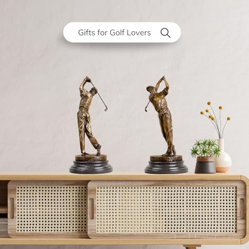 13.2" Bronze Golfer Statue, Golf Figurines Bronze Statues and Sculptures Handmade Art Collectible for Home Office Decor - size: 13.2" Man