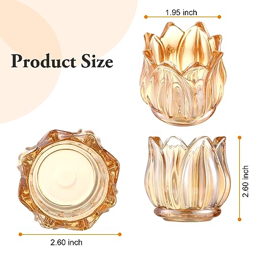 GOLDEAL 6Pcs Gold Votive Candle Holders, Thick Glass Tea Light Candle Holder Bulk, Tealight Candle Jars for Wedding Table Decor, Party Supplies, Bridal Shower Decorations, Centerpieces for Tables - color: Gold