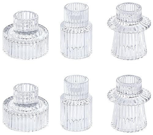 Vixdonos Glass Candlestick Holders Tealight Candle Holders for Table Centerpieces, Wedding Decor and Dinner Party (6 Pcs, Clear) - color: Clear, size: 6 Pcs