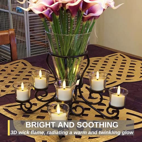 Homemory Flameless Rechargeable Tea Lights with Remote Timer - LED Tea Lights Battery Operated, Realistic Flickering for Home Holiday Decor, Wedding Table Centerpieces, 6-Pack (Φ 1-1/2''×H 2-1/3'') - color: 3D wick, Rechargeable, Remote, Pack of 6