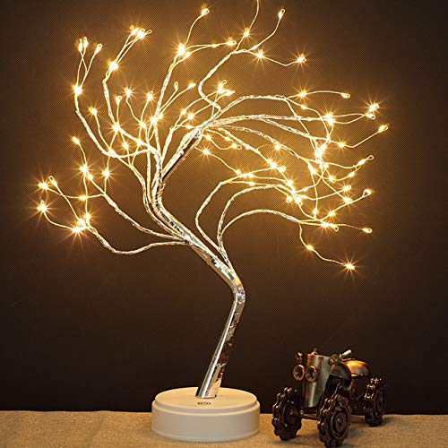 20" LED Firefly Tree Lights | Bonsai - Bedroom, Desk Top, Table Lamp Decoration | USB/Battery Operated | Touch Switch | DIY Adjustable Branches | Home Party Holiday | Warm Lighting