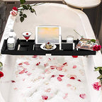 Domax Bathtub Caddy Tray Expandable Bamboo Tub Tray for Luxury Bath with Book Holder and Free Soap Dish Black - color: Black